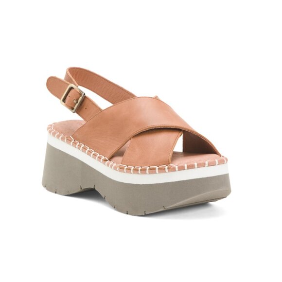 CHOCOLAT BLU Chestnut Leather Maho Platform Sandals